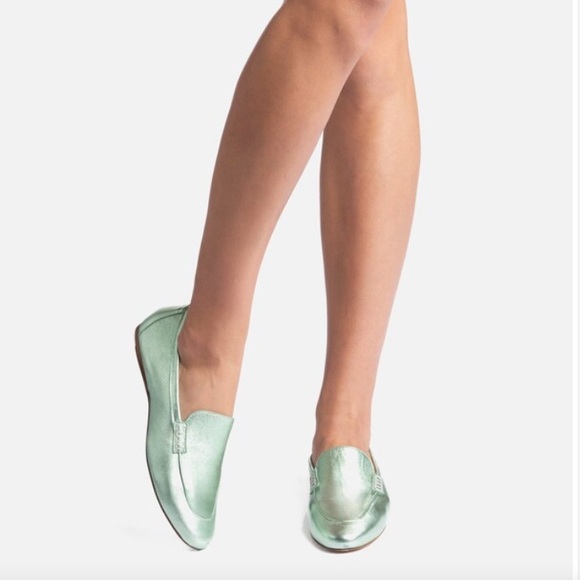 Beautiisoles by Robyn shreiber lovely green metallic leather loafers - Picture 2 of 5